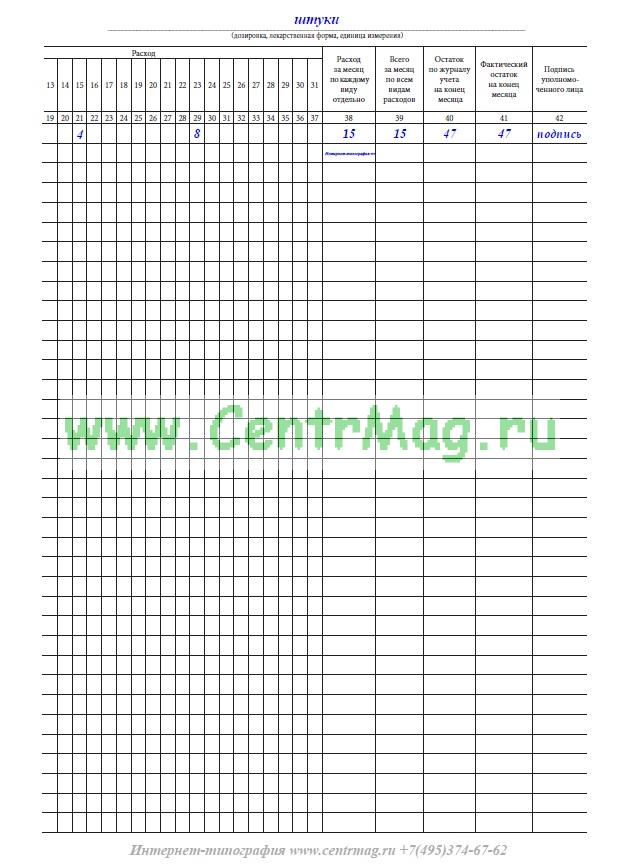 Журнал списания лекарственных средств образец