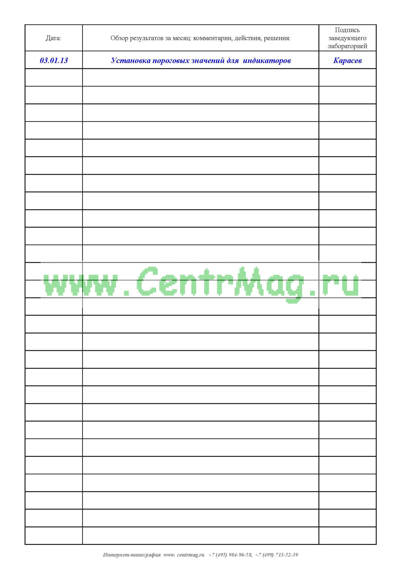 журнал генеральной процедурного кабинета образец