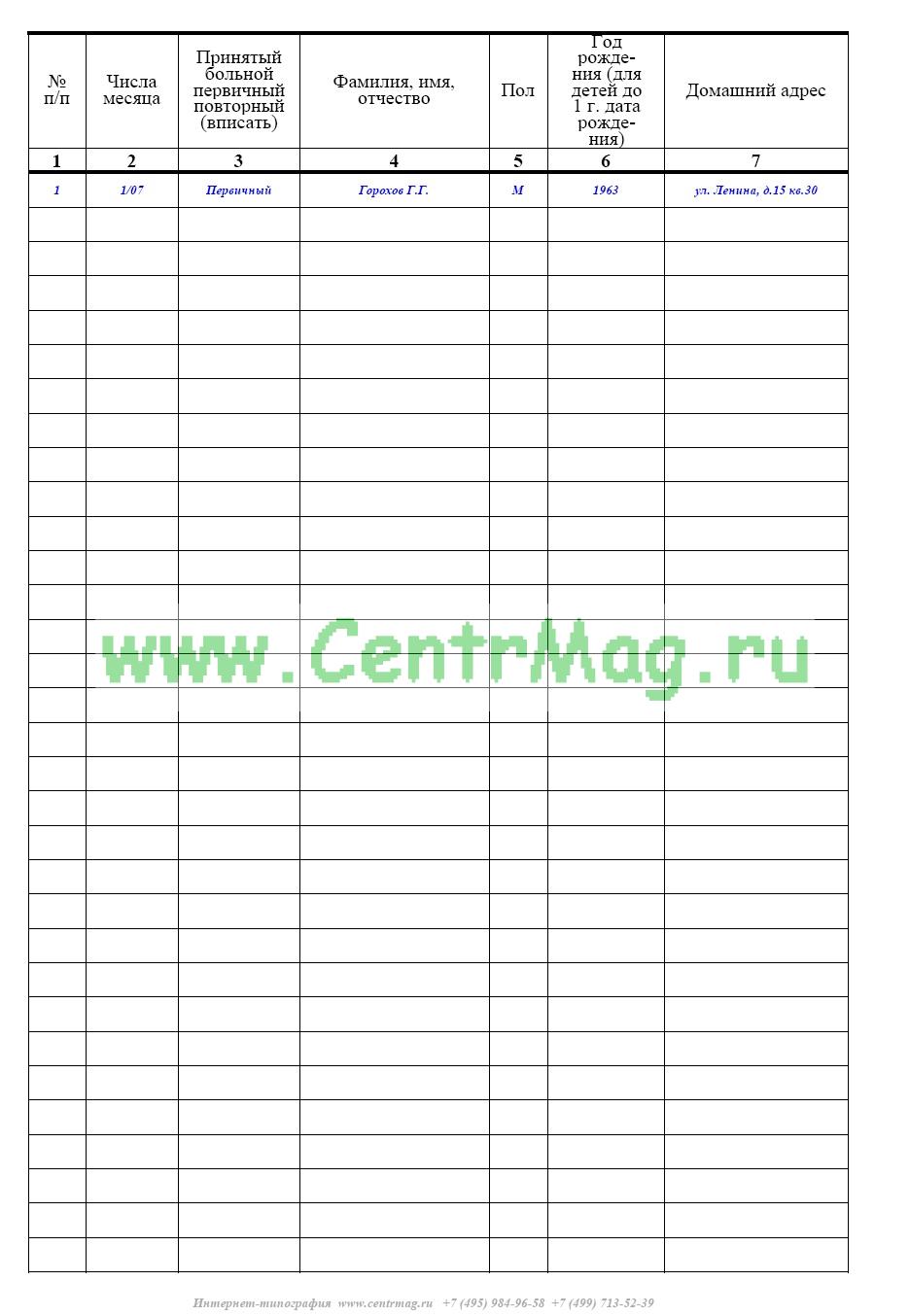 Амбулаторный журнал в детском саду образец