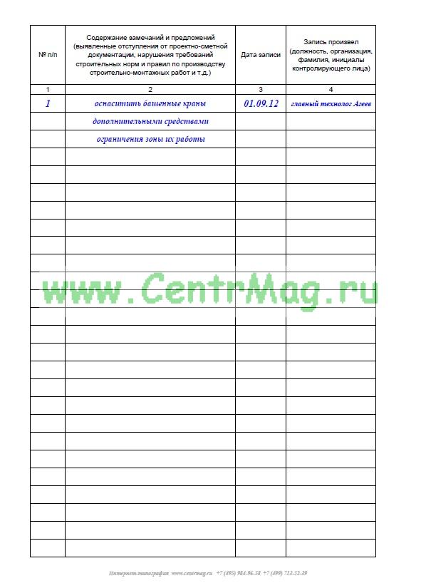 Журнал шеф монтажных работ образец