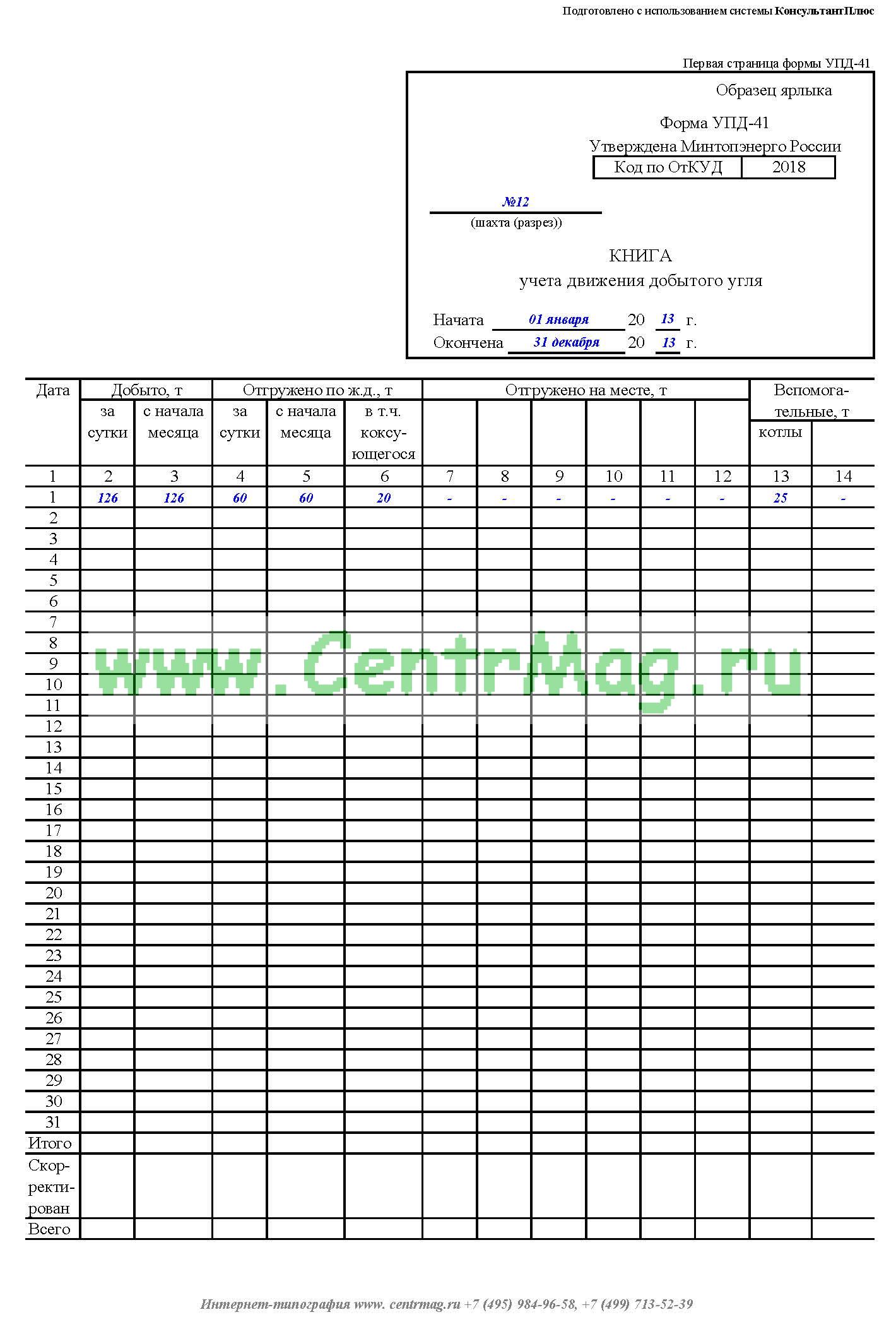 Журнал учета добычи песка образец