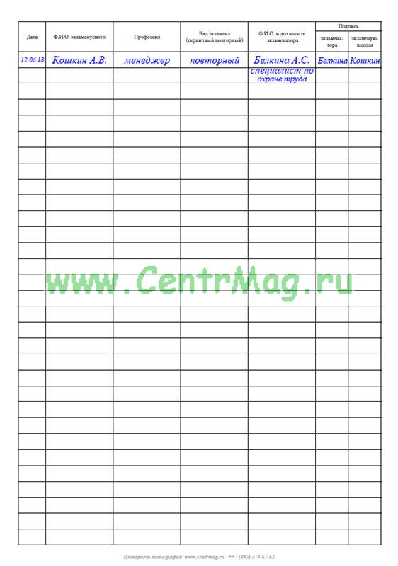 Журнал регистрации использования аптечек первой помощи нового образца
